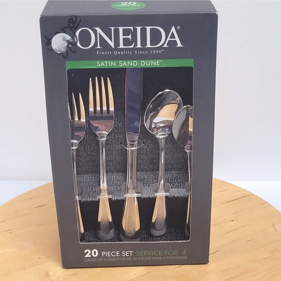 Oneida Satin Sand Dune 20 Piece Flatware Set Service for 4 New Fork Spoons Knife - Picture 3 of 7